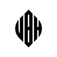 ubh cirkel letter logo ontwerp met cirkel en ellipsvorm. ubh ellipsletters met typografische stijl. de drie initialen vormen een cirkellogo. ubh cirkel embleem abstracte monogram brief mark vector. vector