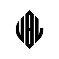 ubl cirkel letter logo ontwerp met cirkel en ellipsvorm. ubl-ellipsletters met typografische stijl. de drie initialen vormen een cirkellogo. ubl cirkel embleem abstracte monogram brief mark vector. vector