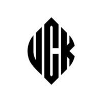 uck cirkel letter logo ontwerp met cirkel en ellipsvorm. uck ellipsletters met typografische stijl. de drie initialen vormen een cirkellogo. uck cirkel embleem abstracte monogram brief mark vector. vector