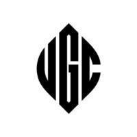 ugc cirkel letter logo ontwerp met cirkel en ellipsvorm. ugc ellipsletters met typografische stijl. de drie initialen vormen een cirkellogo. ugc cirkel embleem abstracte monogram brief mark vector. vector