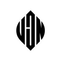 ujn cirkel letter logo ontwerp met cirkel en ellipsvorm. ujn ellipsletters met typografische stijl. de drie initialen vormen een cirkellogo. ujn cirkel embleem abstracte monogram brief mark vector. vector