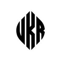 ukr cirkel letter logo ontwerp met cirkel en ellipsvorm. ukr ellipsletters met typografische stijl. de drie initialen vormen een cirkellogo. ukr cirkel embleem abstracte monogram brief mark vector. vector