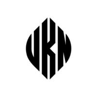 ukn cirkel letter logo ontwerp met cirkel en ellipsvorm. ukn ellipsletters met typografische stijl. de drie initialen vormen een cirkellogo. ukn cirkel embleem abstracte monogram brief mark vector. vector