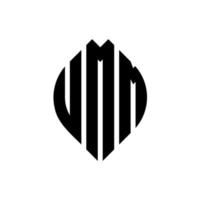 umm cirkel letter logo-ontwerp met cirkel en ellipsvorm. umm ellipsletters met typografische stijl. de drie initialen vormen een cirkellogo. umm cirkel embleem abstracte monogram brief mark vector. vector