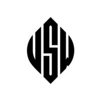 usw cirkel letter logo ontwerp met cirkel en ellipsvorm. usw ellipsletters met typografische stijl. de drie initialen vormen een cirkellogo. usw cirkel embleem abstracte monogram brief mark vector. vector