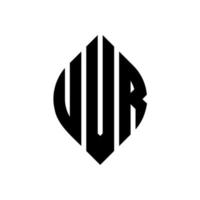 uvr cirkel letter logo ontwerp met cirkel en ellipsvorm. uvr-ellipsletters met typografische stijl. de drie initialen vormen een cirkellogo. uvr cirkel embleem abstracte monogram brief mark vector. vector