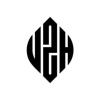 uzh cirkel letter logo ontwerp met cirkel en ellipsvorm. uzh ellipsletters met typografische stijl. de drie initialen vormen een cirkellogo. uzh cirkel embleem abstracte monogram brief mark vector. vector