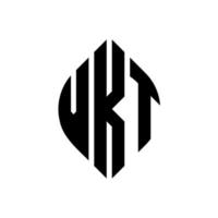 vkt cirkel letter logo ontwerp met cirkel en ellipsvorm. vkt ellipsletters met typografische stijl. de drie initialen vormen een cirkellogo. vkt cirkel embleem abstracte monogram brief mark vector. vector