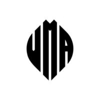 vma cirkel letter logo ontwerp met cirkel en ellipsvorm. vma ellipsletters met typografische stijl. de drie initialen vormen een cirkellogo. vma cirkel embleem abstracte monogram brief mark vector. vector