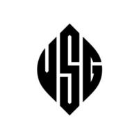 vsg cirkel letter logo-ontwerp met cirkel en ellipsvorm. vsg ellipsletters met typografische stijl. de drie initialen vormen een cirkellogo. vsg cirkel embleem abstracte monogram brief mark vector. vector