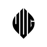 vug cirkel letter logo ontwerp met cirkel en ellipsvorm. vug ellipsletters met typografische stijl. de drie initialen vormen een cirkellogo. vug cirkel embleem abstracte monogram brief mark vector. vector