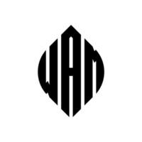 wam cirkel letter logo ontwerp met cirkel en ellipsvorm. wam-ellipsletters met typografische stijl. de drie initialen vormen een cirkellogo. wam cirkel embleem abstracte monogram brief mark vector. vector