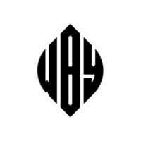 wby cirkel letter logo ontwerp met cirkel en ellipsvorm. wby ellipsletters met typografische stijl. de drie initialen vormen een cirkellogo. wby cirkel embleem abstracte monogram brief mark vector. vector