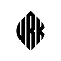 wrk cirkel letter logo ontwerp met cirkel en ellipsvorm. wrk ellipsletters met typografische stijl. de drie initialen vormen een cirkellogo. wrk cirkel embleem abstracte monogram brief mark vector. vector