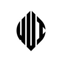 wui cirkel letter logo ontwerp met cirkel en ellipsvorm. wui-ellipsletters met typografische stijl. de drie initialen vormen een cirkellogo. wui cirkel embleem abstracte monogram brief mark vector. vector