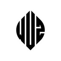 wuz cirkel letter logo ontwerp met cirkel en ellipsvorm. wuz ellipsletters met typografische stijl. de drie initialen vormen een cirkellogo. wuz cirkel embleem abstracte monogram brief mark vector. vector