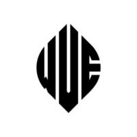 wve cirkel letter logo ontwerp met cirkel en ellipsvorm. wve ellipsletters met typografische stijl. de drie initialen vormen een cirkellogo. wve cirkel embleem abstracte monogram brief mark vector. vector