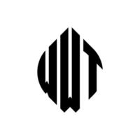 wwt cirkel letter logo ontwerp met cirkel en ellipsvorm. wwt ellipsletters met typografische stijl. de drie initialen vormen een cirkellogo. wwt cirkel embleem abstracte monogram brief mark vector. vector