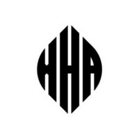 xha cirkel letter logo ontwerp met cirkel en ellipsvorm. xha ellipsletters met typografische stijl. de drie initialen vormen een cirkellogo. xha cirkel embleem abstracte monogram brief mark vector. vector