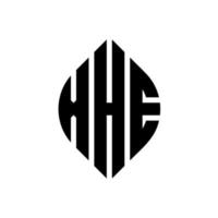 xhe cirkel letter logo ontwerp met cirkel en ellipsvorm. xhe ellipsletters met typografische stijl. de drie initialen vormen een cirkellogo. xhe cirkel embleem abstracte monogram brief mark vector. vector