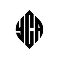 yca cirkel letter logo-ontwerp met cirkel en ellipsvorm. yca ellipsletters met typografische stijl. de drie initialen vormen een cirkellogo. yca cirkel embleem abstracte monogram brief mark vector. vector