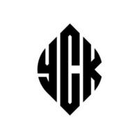 yck cirkel letter logo-ontwerp met cirkel en ellipsvorm. yck ellipsletters met typografische stijl. de drie initialen vormen een cirkellogo. yck cirkel embleem abstracte monogram brief mark vector. vector