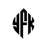 yfk cirkel letter logo ontwerp met cirkel en ellipsvorm. yfk ellipsletters met typografische stijl. de drie initialen vormen een cirkellogo. yfk cirkel embleem abstracte monogram brief mark vector. vector