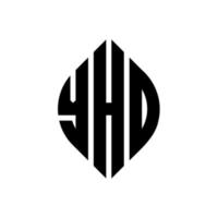 yhd cirkel letter logo-ontwerp met cirkel en ellipsvorm. yhd ellipsletters met typografische stijl. de drie initialen vormen een cirkellogo. yhd cirkel embleem abstracte monogram brief mark vector. vector