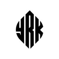 yrk cirkel letter logo ontwerp met cirkel en ellipsvorm. yrk ellipsletters met typografische stijl. de drie initialen vormen een cirkellogo. yrk cirkel embleem abstracte monogram brief mark vector. vector