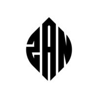 zan cirkel letter logo ontwerp met cirkel en ellipsvorm. zan ellipsletters met typografische stijl. de drie initialen vormen een cirkellogo. zan cirkel embleem abstracte monogram brief mark vector. vector