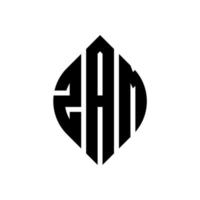 zam cirkel letter logo ontwerp met cirkel en ellipsvorm. zam ellipsletters met typografische stijl. de drie initialen vormen een cirkellogo. zam cirkel embleem abstracte monogram brief mark vector. vector