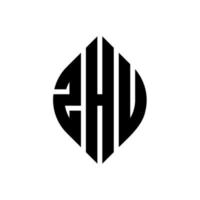 zhu cirkel letter logo ontwerp met cirkel en ellipsvorm. zhu ellipsletters met typografische stijl. de drie initialen vormen een cirkellogo. zhu cirkel embleem abstracte monogram brief mark vector. vector