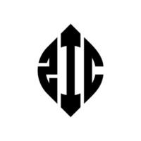 zic cirkel letter logo ontwerp met cirkel en ellipsvorm. zic ellipsletters met typografische stijl. de drie initialen vormen een cirkellogo. zic cirkel embleem abstracte monogram brief mark vector. vector