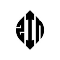 zim cirkel letter logo ontwerp met cirkel en ellipsvorm. zim ellipsletters met typografische stijl. de drie initialen vormen een cirkellogo. zim cirkel embleem abstracte monogram brief mark vector. vector