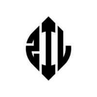 zil cirkel letter logo ontwerp met cirkel en ellipsvorm. zil ellipsletters met typografische stijl. de drie initialen vormen een cirkellogo. zil cirkel embleem abstracte monogram brief mark vector. vector