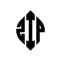 zip cirkel letter logo ontwerp met cirkel en ellipsvorm. zip-ellipsletters met typografische stijl. de drie initialen vormen een cirkellogo. zip cirkel embleem abstracte monogram letter mark vector. vector