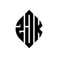 zjk cirkel letter logo ontwerp met cirkel en ellipsvorm. zjk ellipsletters met typografische stijl. de drie initialen vormen een cirkellogo. zjk cirkel embleem abstracte monogram brief mark vector. vector