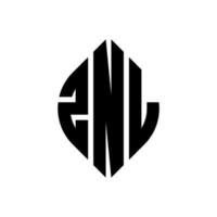 znl cirkel letter logo ontwerp met cirkel en ellipsvorm. znl ellipsletters met typografische stijl. de drie initialen vormen een cirkellogo. znl cirkel embleem abstracte monogram brief mark vector. vector