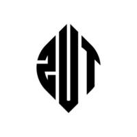 zut cirkel letter logo ontwerp met cirkel en ellipsvorm. zut ellipsletters met typografische stijl. de drie initialen vormen een cirkellogo. zut cirkel embleem abstracte monogram brief mark vector. vector