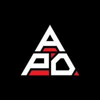 apo driehoek brief logo ontwerp met driehoekige vorm. apo driehoek logo ontwerp monogram. apo driehoek vector logo sjabloon met rode kleur. apo driehoekig logo eenvoudig, elegant en luxueus logo.