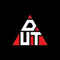 dut driehoek brief logo ontwerp met driehoekige vorm. dut driehoek logo ontwerp monogram. dut driehoek vector logo sjabloon met rode kleur. dut driehoekig logo eenvoudig, elegant en luxueus logo.