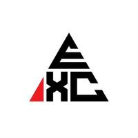 exc driehoek letter logo ontwerp met driehoekige vorm. exc driehoek logo ontwerp monogram. exc driehoek vector logo sjabloon met rode kleur. exc driehoekig logo eenvoudig, elegant en luxueus logo.