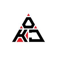 okj driehoek brief logo ontwerp met driehoekige vorm. okj driehoek logo ontwerp monogram. okj driehoek vector logo sjabloon met rode kleur. okj driehoekig logo eenvoudig, elegant en luxueus logo.