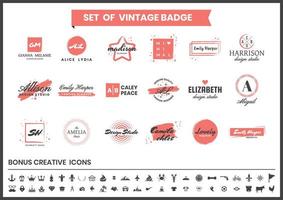 rode en witte mode blogger, studio en designer logo set vector