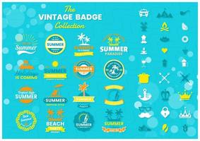 tropische zomer badges ingesteld op blauw vector