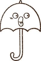 paraplu houtskool tekening vector