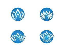 blauwe ronde bloem icon set vector