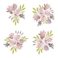 lente magnolia bloemboeket aquarel set vector