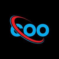coo-logo. koe brief. coo brief logo ontwerp. initialen coo logo gekoppeld aan cirkel en hoofdletter monogram logo. coo typografie voor technologie, zaken en onroerend goed merk. vector