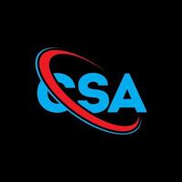 csa-logo. csa brief. csa brief logo ontwerp. initialen csa-logo gekoppeld aan cirkel en monogram-logo in hoofdletters. csa typografie voor technologie, zaken en onroerend goed merk. vector